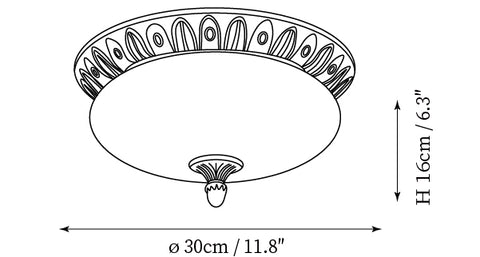 Deltana Alabaster-Deckenleuchte — Maßzeichnungen 1