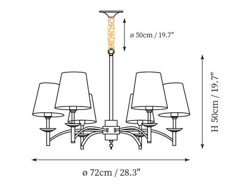 Devona Traditional Chandelier — Dimension drawings 1