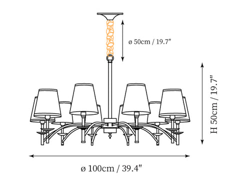 Devona Traditional Chandelier — Dimension drawings 3