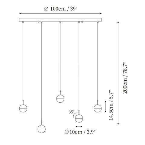 Candeeiro Suspenso LED Dora — Desenhos técnicos 3