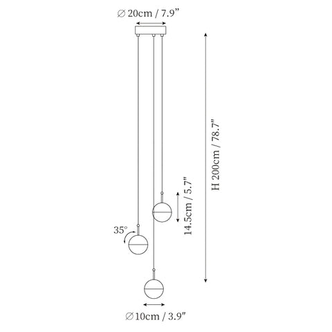 Candeeiro Suspenso LED Dora — Desenhos técnicos 2