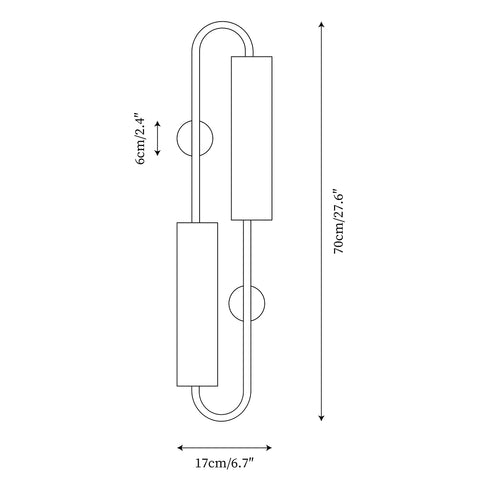 Double Brass Wandlamp — Dimensioentekeningen 1