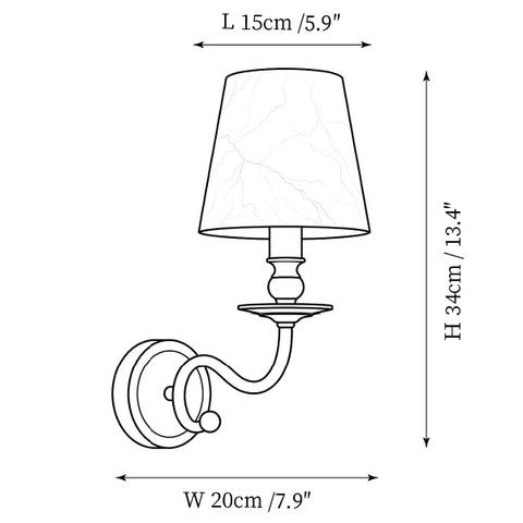 Aplique de pared Elspeth de alabastro — Planos de dimensiones 1