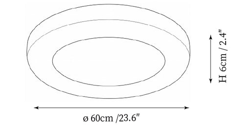 ∅ 23,6″ x H 2,4″ / Dia 60cm x H 6cm