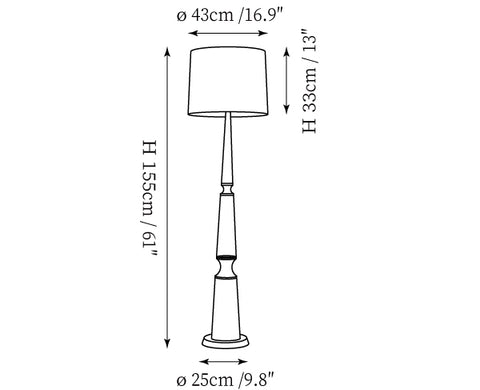 Lampada da terra Ernest — Disegni dimensionali 1