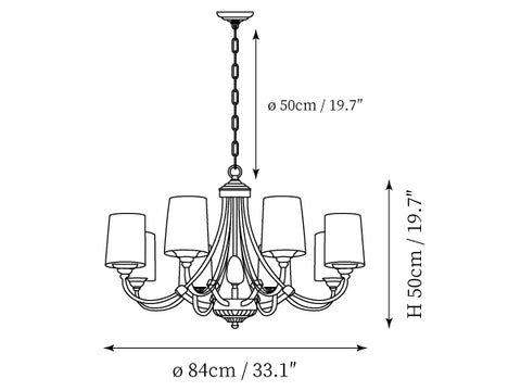 Etesian Chandelier — Dimension drawings 1