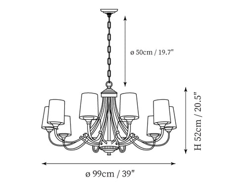 Etesian Chandelier — Dimension drawings 2