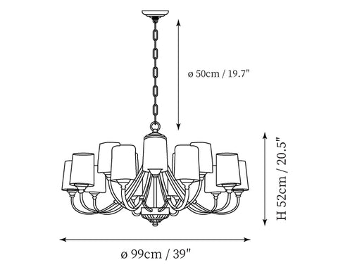 Etesian Chandelier — Dimension drawings 3
