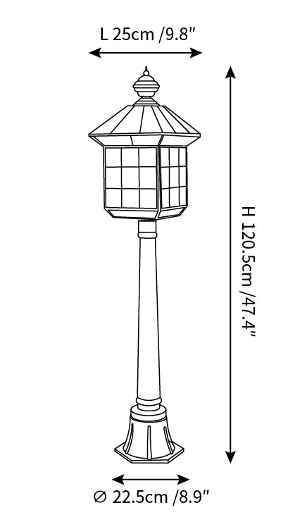 Coluna de Lâmpada Estilo Europeu Retro em Latão — Desenhos técnicos 1