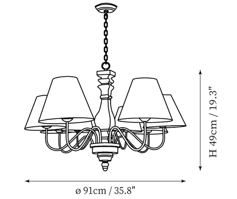 Fatima Wooden Chandelier — Dimension drawings 1