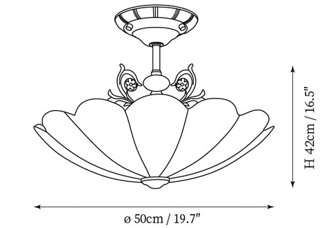 ∅ 19.7″ x H 16.5″ / Dia 50cm x H 42cm