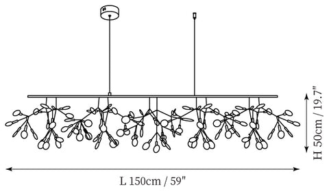 108-Lights: L 59″ x H 19.7″ / L 150cm x H 50cm