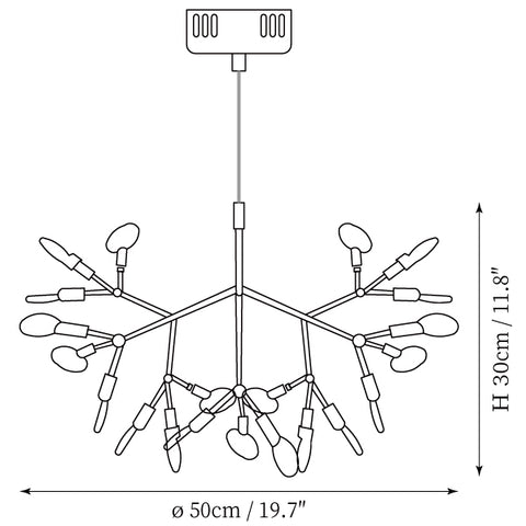 45-Lights: ∅ 28.3″ x H 18.1″ / Dia 72cm x H 46cm