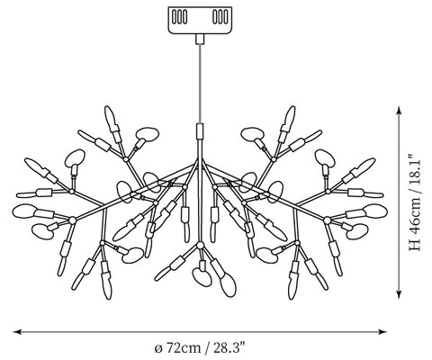 63-Lights: ∅ 38.6″ x H 19.3″ / Dia 98cm x H 49cm