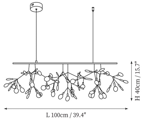 81-Lights: L 39.4″ x H 15.7″ / L 100cm x H 40cm