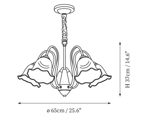 5Heads: ∅ 25.6″ x H 14.6″ / Dia 65cm x H 37cm