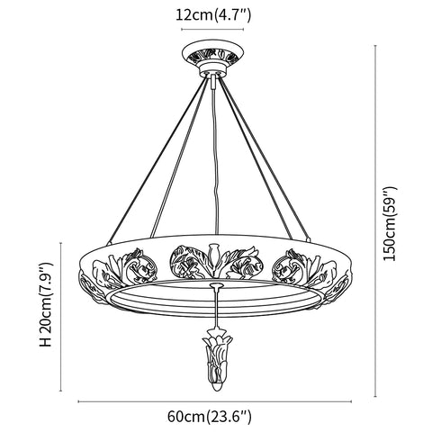 Candelabro de Relevo com Padrão de Flores — Desenhos técnicos 1