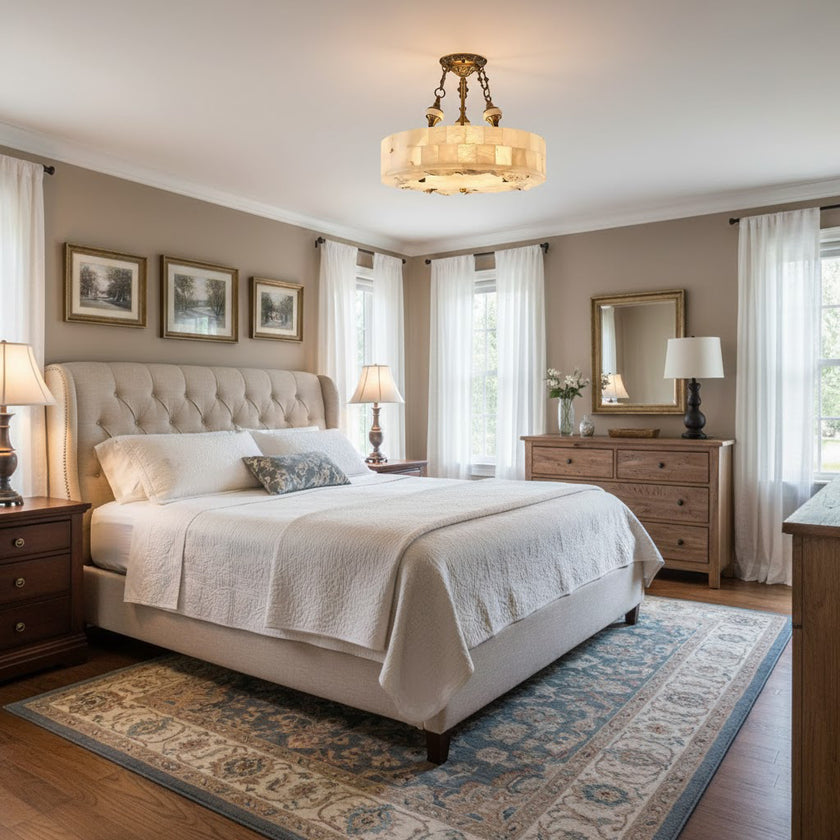 Fluted Alabaster Ceiling Lamp