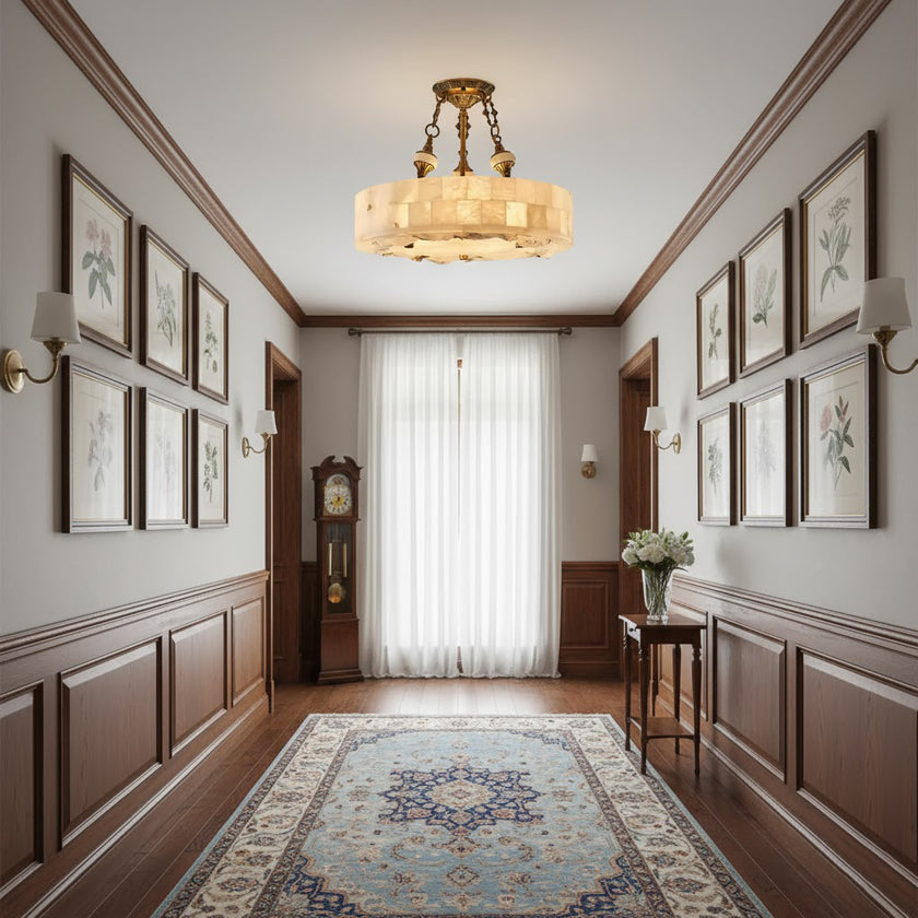 Fluted Alabaster Ceiling Lamp