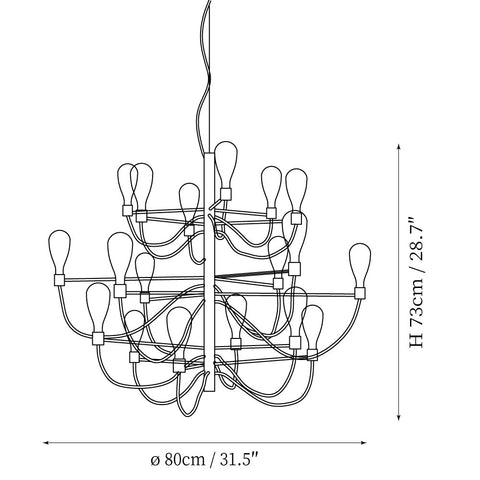 18Heads ∅ 31.5″ x H 28.7″ / Dia 80cm x H 73cm