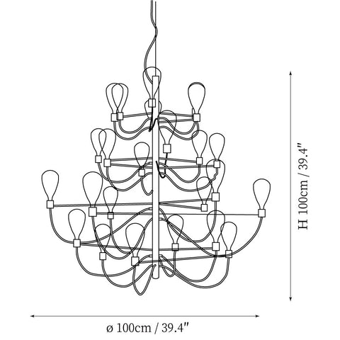 24Heads ∅ 39.4″ x H 39.4″ / Dia 100cm x H 100cm