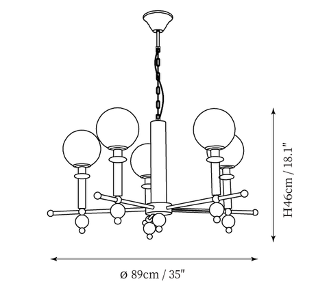 5 Luminaires : ∅ 35″ x H 18.1″ / Dia 89cm x H 46cm