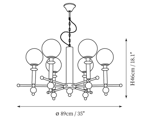 6 Luminaires : ∅ 35″ x H 18.1″ / Dia 89cm x H 46cm