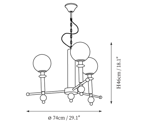 3 Luminaires : ∅ 29.1″ x H 18.1″ / Dia 74cm x H 46cm