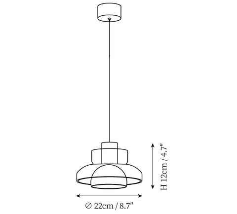 مصباح Glacier Crackle Glass Pendant Lamp — رسومات الأبعاد 3