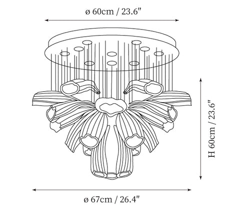 Glass Lotus Chandelier — Dimension drawings 1