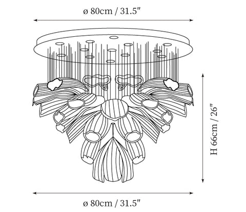 Glass Lotus Chandelier — Dimension drawings 2