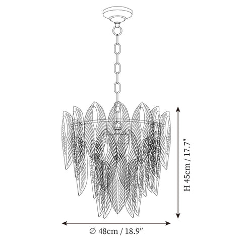 ثريا Glass Feathers — رسومات الأبعاد 1