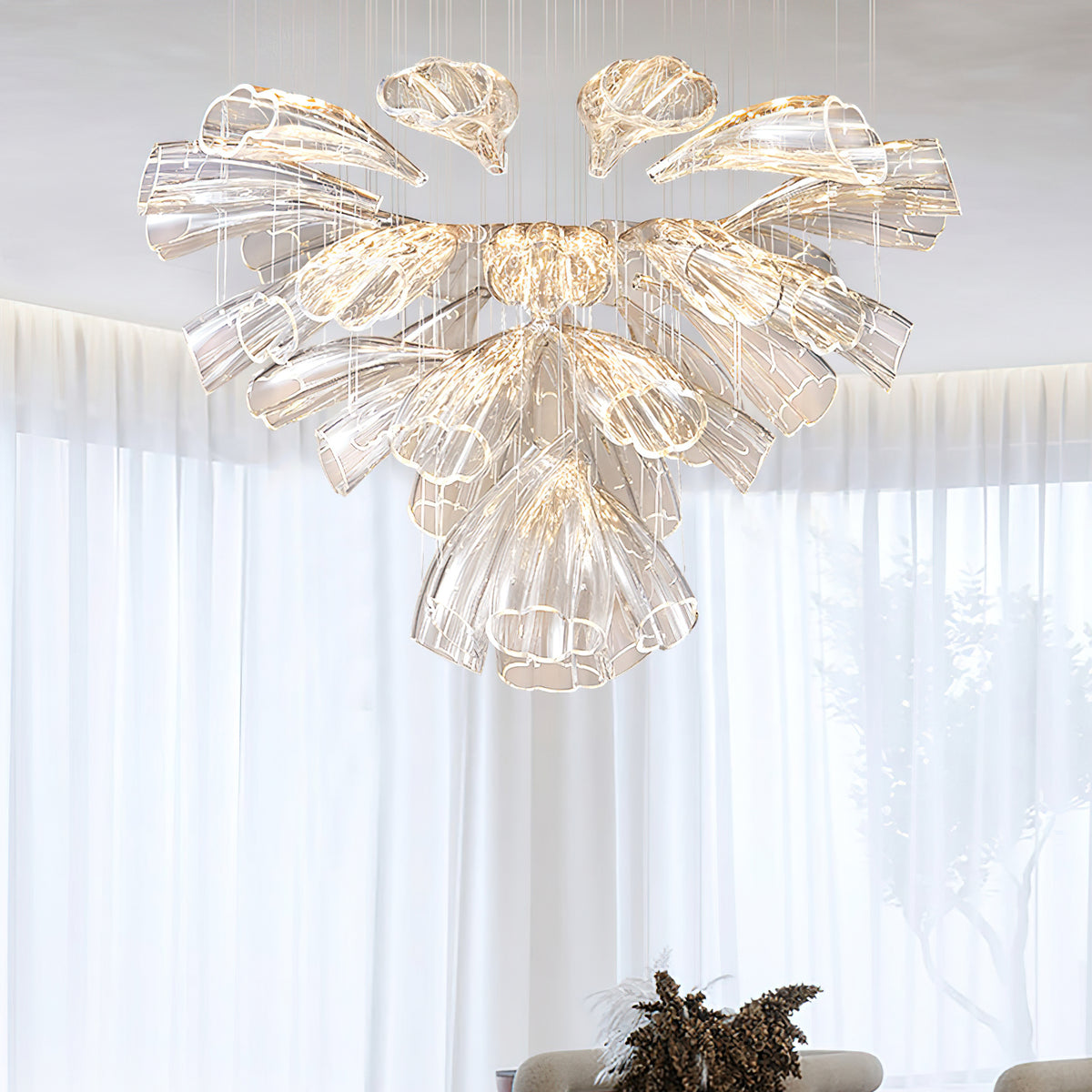 Glass Lotus Chandelier – detail 2