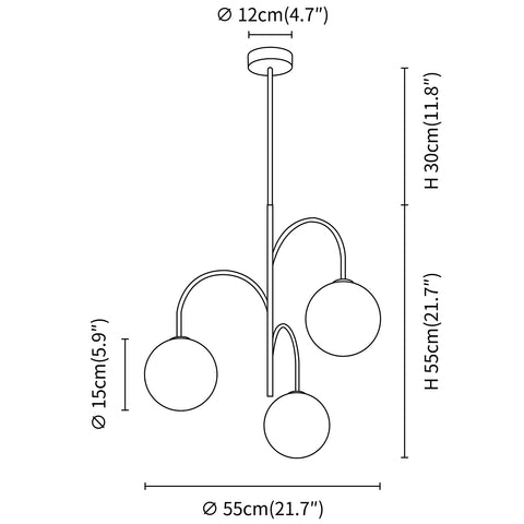 Pendente Luminária de Vidro Globo — Desenhos técnicos 1