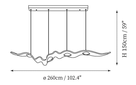 Gold Ribbon Kroonluchter — Dimensioentekeningen 1