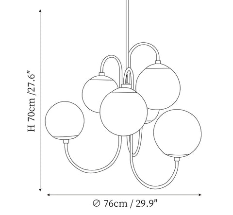 Gooseneck Chandelier — Dimension drawings 1