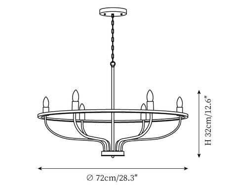Gretchen Candle Chandelier — Dimension drawings 1