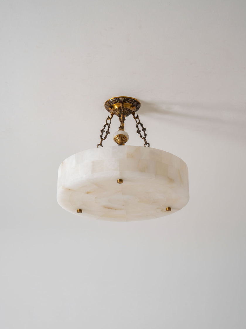 Grid Round Alabaster Ceiling Light