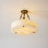 Grid Round Alabaster Ceiling Light