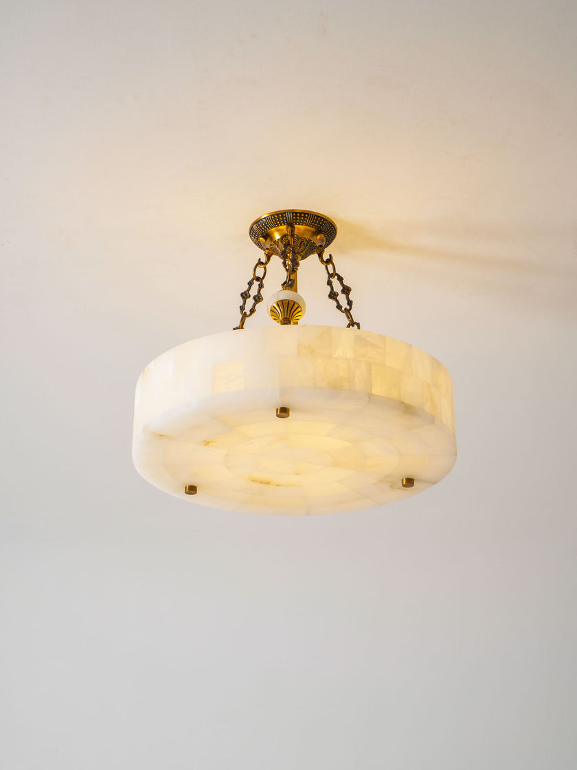 Grid Round Alabaster Ceiling Light