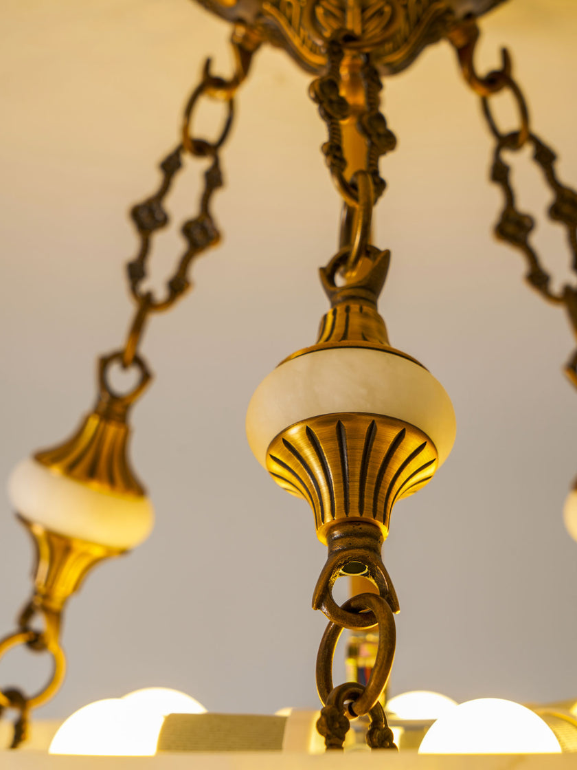Grid Round Alabaster Ceiling Light