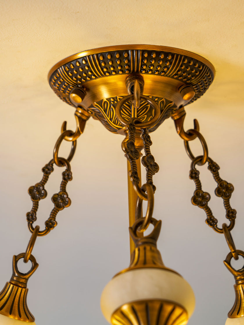 Grid Round Alabaster Ceiling Light