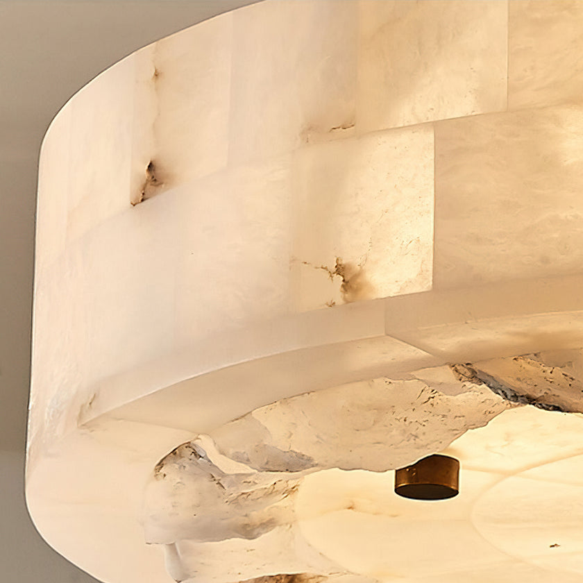 Grid Round Alabaster Ceiling Light