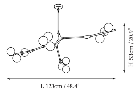 12-Lights: L 48.4″ x H 20.9″