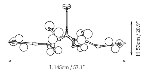 18-Lights: L 57.1″ x H 20.9″