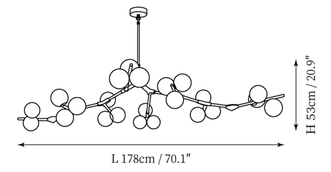 24-Lights: L 70.1″ x H 20.9″