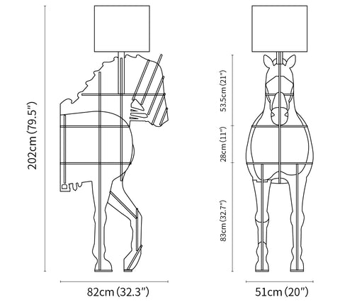 Horse Stand Lamp — Dimension drawings 1