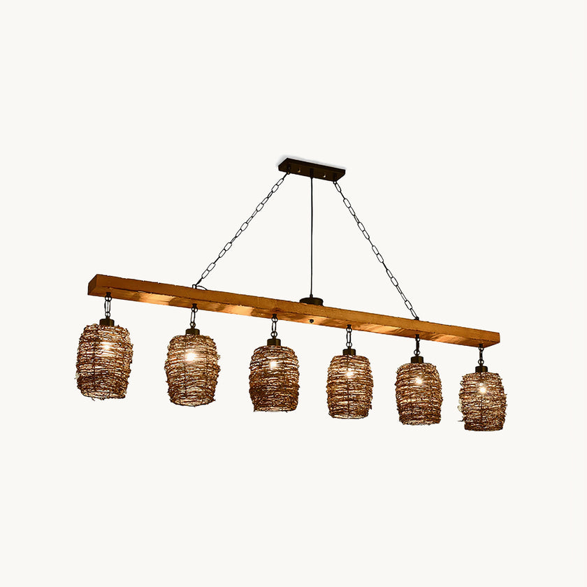 Industrial Rattan Dining Room Chandelier