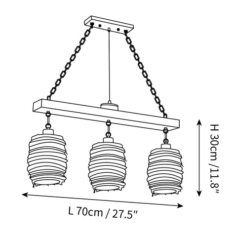 ثريا غرفة الطعام Industrial Rattan — رسومات الأبعاد 1