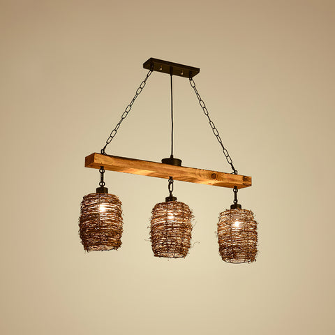 Industrial Rattan Dining Room Chandelier – detail 18